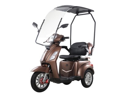 Háromkerekű robogó tetővel inSPORTline Zorica, akár 45km, max.25 km/ó, súly 110kg, teherbirás 200kg, 1000W, 20Ah, 60V, hidraulikus fék (Szín barna)