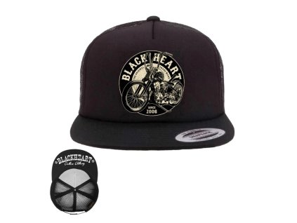 Baseball sapka BLACK HEART Chopper King Trucker BLK, napellenző, logó,  hálós hátoldal, műanyag pánt (Szín fekete)