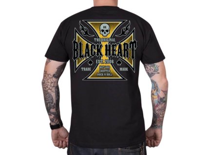 Poló BLACK HEART Ruthless rövid ujjú, kerek nyakkivágás, 100% pamut (Méret M, Szín fekete)