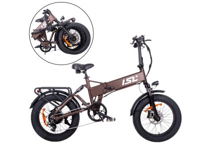 Összecsukható elektromos fatbike inSPORTline ISL Baxom Lite 720Wh 20", 100 km hatótávolság, Shimano váltó, LCD kijelző (Szín Mély Kávé, Vázméret 16,5" (170-205 cm))