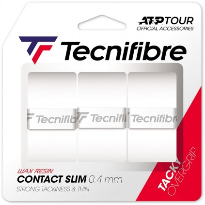 Vrchná omotávka na rakety Tecnifibre CONTACT SLIM WHITE 3 ks