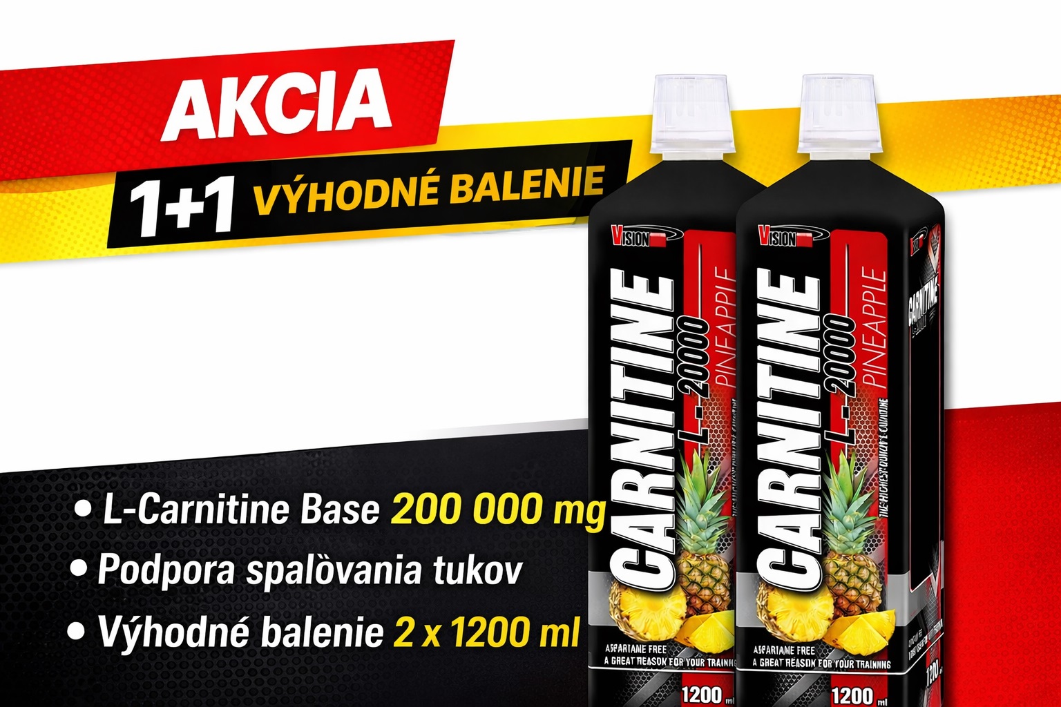 1+1 AKCIA L-Carnitine 200 000 mg - 1200 ml - Vision Nutrition