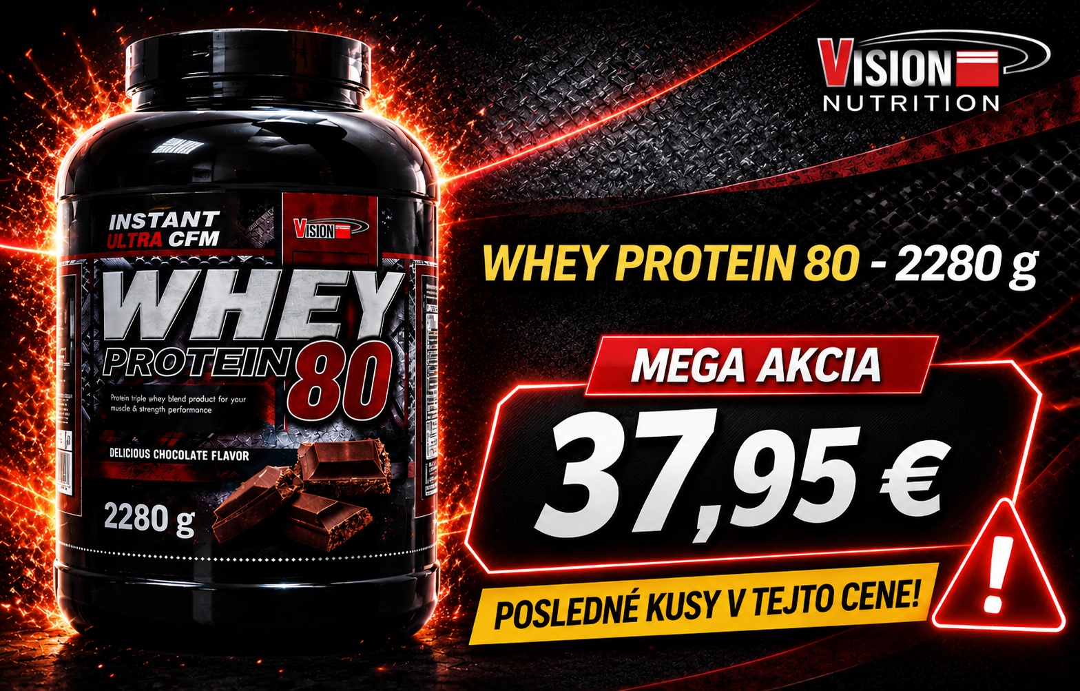Whey Protein 80 - 2280 g + VITAMIN C 1000 - Vision