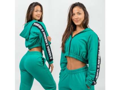 Crop mikina s kapucňou ICONIC 254 Green - NEBBIA