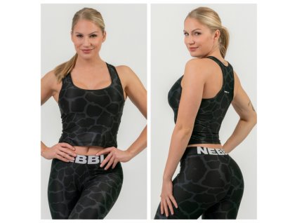 Nature inspired crop-top 549 Black - NEBBIA