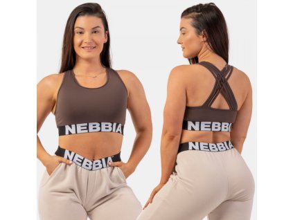 Športová podprsenka Cross Back 410 Brown - NEBBIA