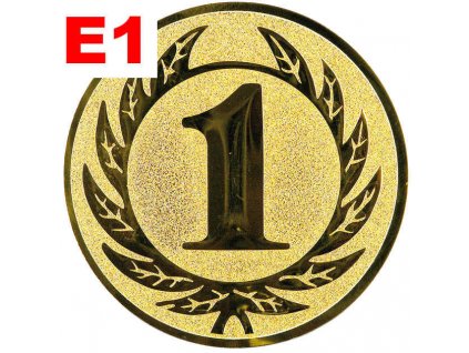 Emblém E1 - JEDNIČKA - umístění na sportovní pohár nebo medaili (Průměr emblému Průměr 50mm)