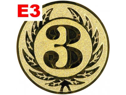 Emblém E3 - TROJKA - umístění na sportovní pohár nebo medaili (Průměr emblému Průměr 50mm)