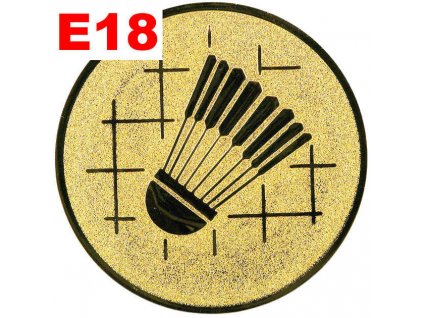 Emblém E18 - BADMINTON - umístění na sportovní pohár nebo medaili (Průměr emblému Průměr 50mm)