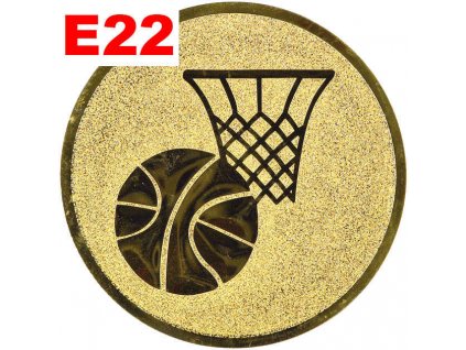 Emblém E22 - BASKETBAL - umístění na sportovní pohár nebo medaili (Průměr emblému Průměr 50mm)