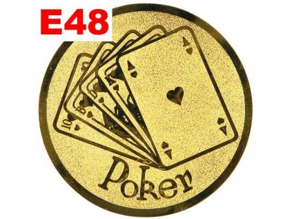 Emblém E48 - POKER - umístění na sportovní pohár nebo medaili (Průměr emblému Průměr 50mm)