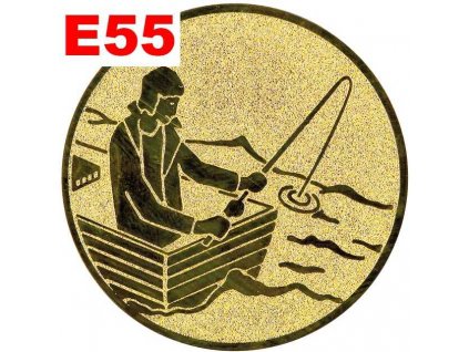 Emblém E55 - RYBÁŘ - umístění na sportovní pohár nebo medaili (Průměr emblému Průměr 50mm)