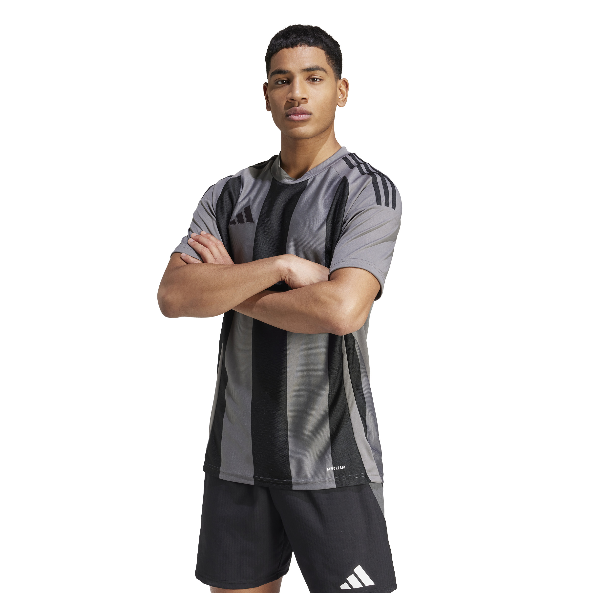Fotbalový dres Adidas STRIPED 24 šedivo černý Velikost: M