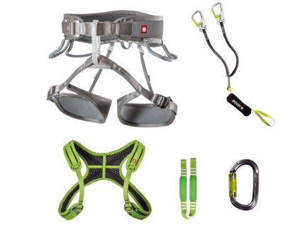 VIA FERRATA TWIST+CHEST SET (Velikost XS-M, Barva Grey Silver / Green)