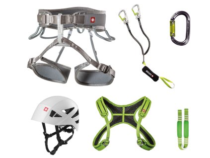 VIA FERRATA TWIST+CHEST SHARD SET (Velikost XS-M, Barva Grey Silver / Green)