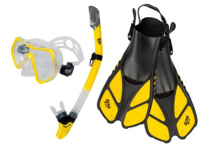 Acra M6102 Šnorchlovací set 3 v 1, ŽLUTÝ, S/M, ploutve 36–41