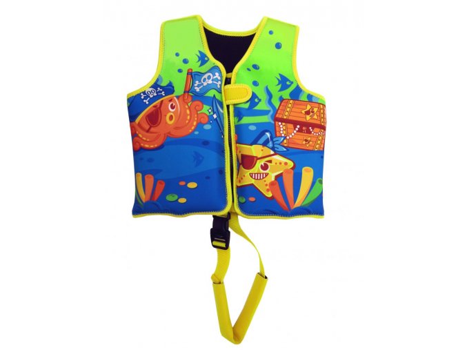 Dětská neoprenová plavecká vesta Pirates žlutá 18-30 kg