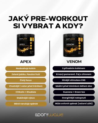 Tyhle pre-workouty stojí za to! APEX a VENOM⚡️ Víte, kdy je užívat, aby měly maximální efekt? Dáváte přednost nakopávači s...