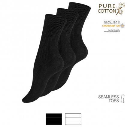 Ponožky dámské 100% bavlna - 3 páry