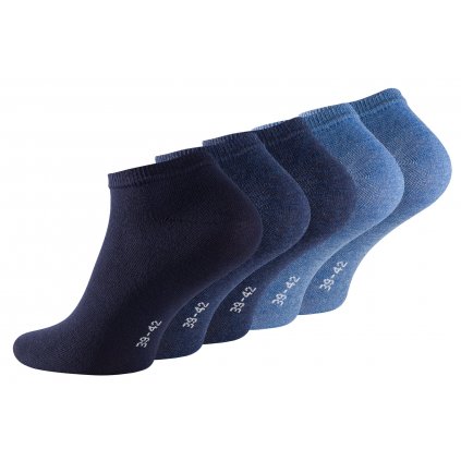 Ponožky unisex kotníčkové - modré tóny -  5 párů