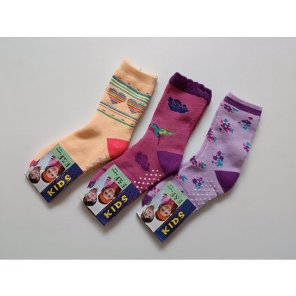 Výprodej!!! Dívčí ponožky froté protiskluzové  sada 3 - vel.35-38