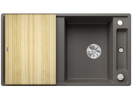 Blanco AXIA III 5 S-F InFino silgranit šedá vulkán dřez vpravo s excentrem s dř. deskou