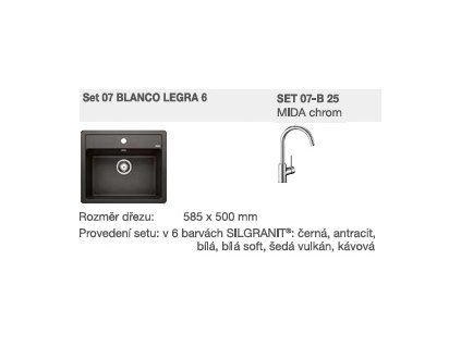 SET 07-B 25 Legra 6 bílá  soft+ MIDA chrom