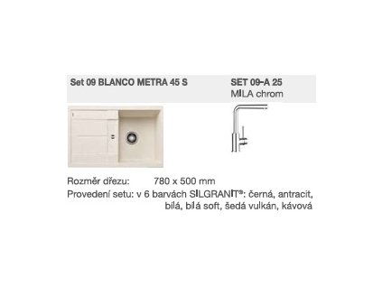 SET 09-A 25 Metra 45 S antracit + MILA chrom