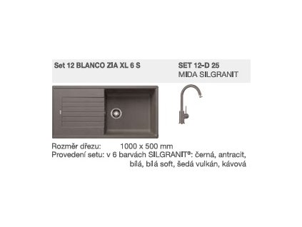 SET 12-D 25 ZIA XL 6 S šedá vulkán + MIDA šedá vulkán