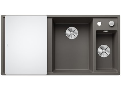 Blanco AXIA III 6 S-F silgranit šedá vulkán dřez vpravo s ex, skl. deska, nerez miska