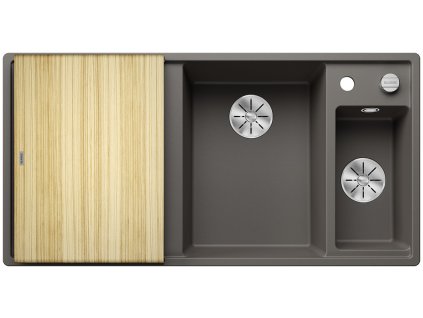Blanco AXIA III 6 S-F silgranit šedá vulkán dřez vpravo s ex, dř. deska, nerez miska