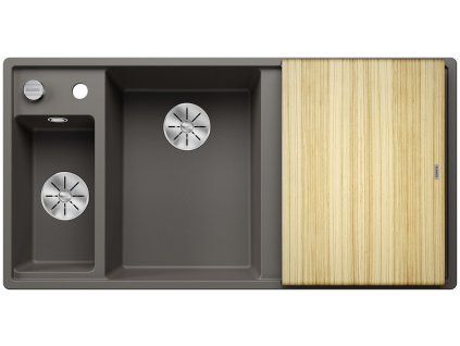 Blanco AXIA III 6 S-F silgranit šedá vulkán dřez vlevo s ex, dř. deska