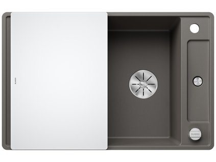 Blanco AXIA III 45 S-F InFino silgranit šedá vulkán dřez vpravo s excentrem přísluš. sklo