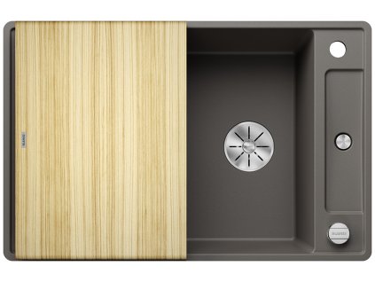 Blanco AXIA III 45 S-F InFino silgranit šedá vulkán dřez vpravo s excentrem a dř. deskou