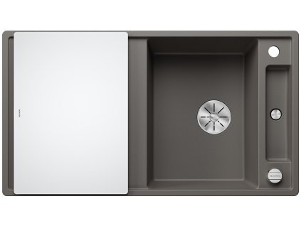 Blanco AXIA III 5 S InFino silgranit šedá vulkán dřez vpravo s excentrem přísluš. sklo
