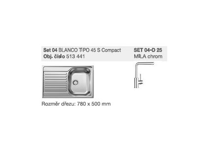 SET 04-D 25 Tipo 45 S Compact přírodní lesk + Mila chrom