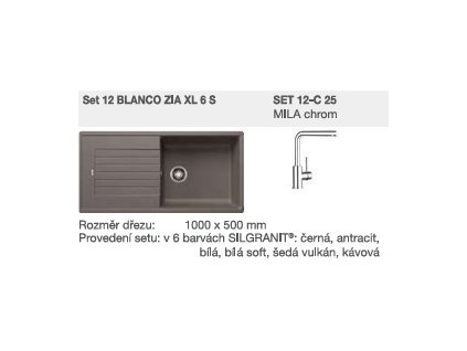 SET 12-C 25 ZIA XL 6 S bílá soft + MILA chrom