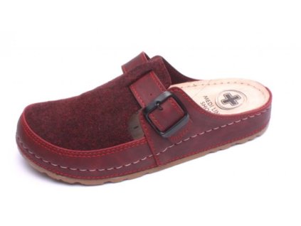 Medi Line S182.006 vínové dámské pantofle s páskem