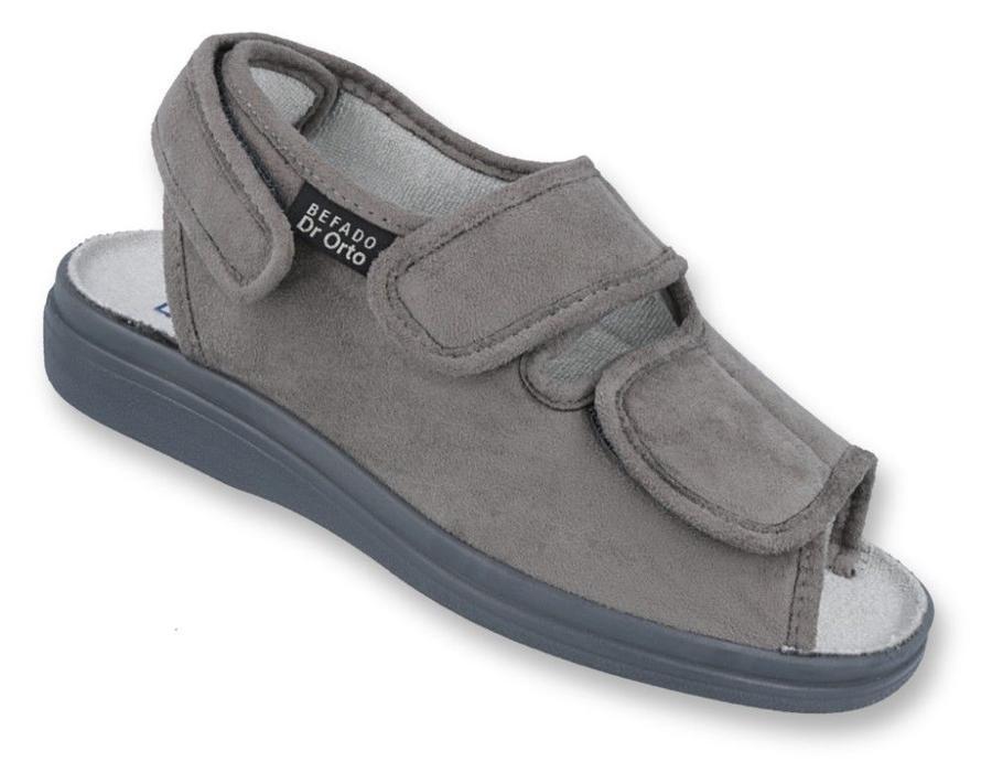 DR.ORTO 676M006 šedé pánské zdravotní sandále na suchý zip BARVA: ŠEDÁ, VELIKOST: 42