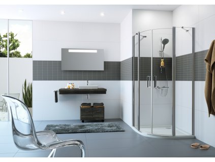 Classics 2 quadrant swing door with fixed segments, 2 panel