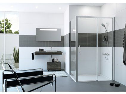 Classics 2 EasyEntry Sliding door, 1 panel with fixed segment and side panel