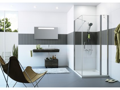 Classics 2 swing door with fixed segment and side panel