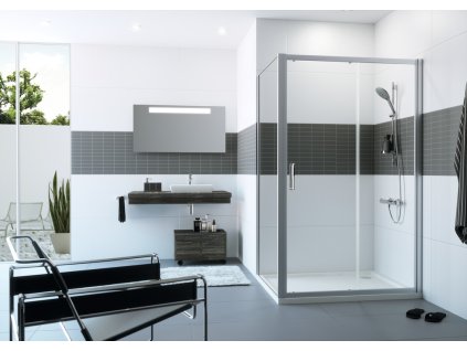 Classics 2 Sliding door, 1 panel with fixed segment and side panel