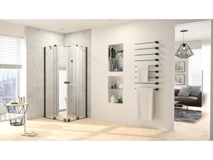 Xtensa pure Sliding Door 2 Section Corner Entry Black Edition