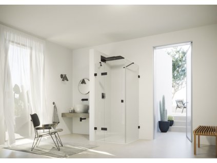 Swing Door with fixed segment left and side panel right Black Edition