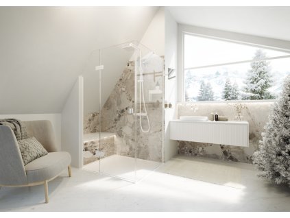 SolvaPro Swing Door With Fixed Segment and Side White Edition Winter Motive