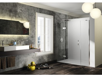 Solva Partially Framed Swing Door with Fixed Segment and Additional Section in Recess