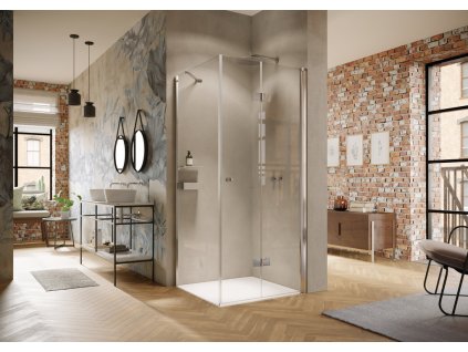 Solva Partially Framed Folding Swing Door With Side Panel