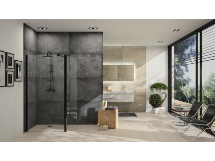 Design Pure Walk in Side Panel With Movable Segment Black Edition