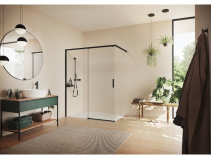 Vita pure partially framed Walk in in Black Edition